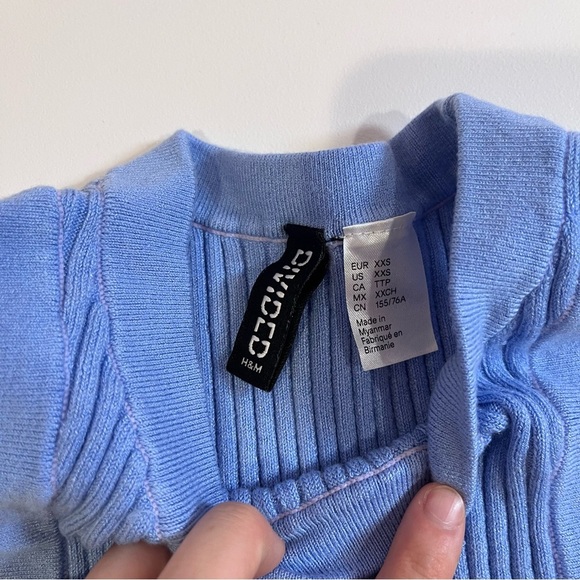 🧁h&m blue knit ribbed textured tank top vintage y2k layering retro coquette - Picture 4 of 8